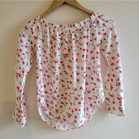 White Floral Off the Shoulder 3/4 sleeve - Picture 3 of 11